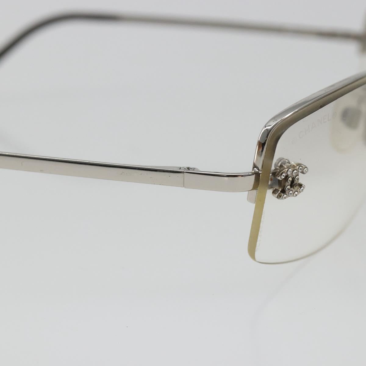 CHANEL COCO Mark Sunglasses Metal Silver CC Auth 189996