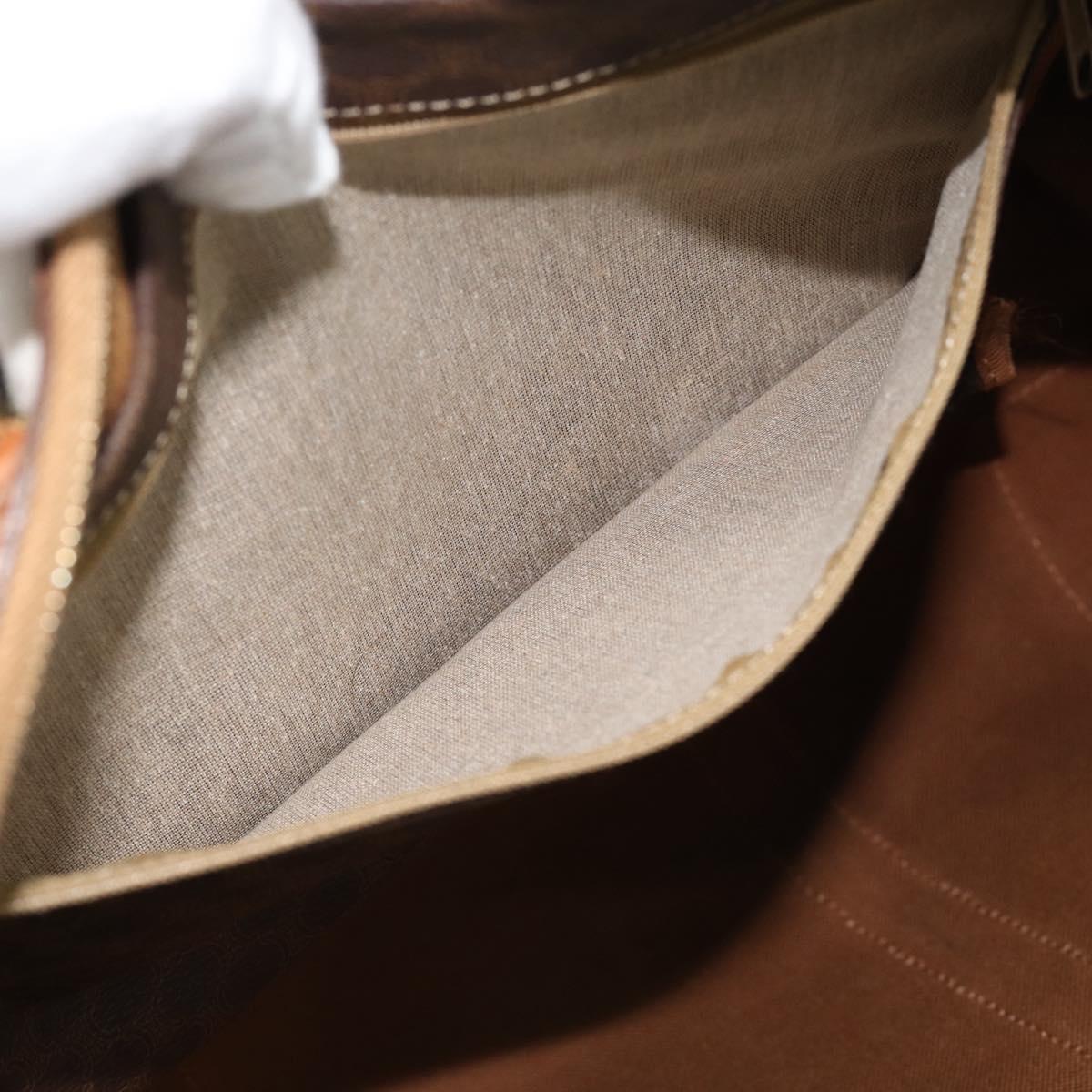 CELINE Macadam Canvas Boston Bag PVC Leather 2 Set Brown Gold Auth 190000