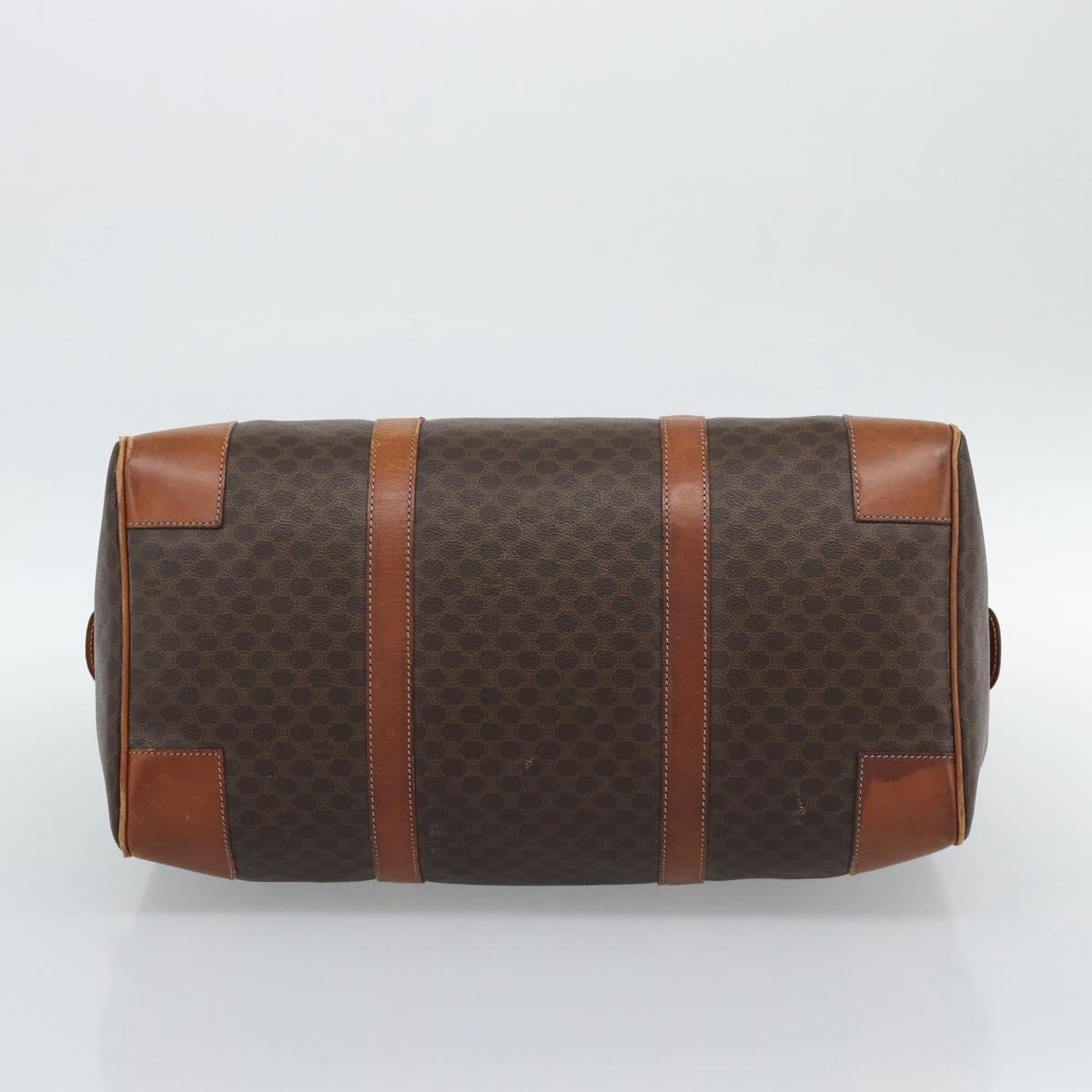CELINE Macadam Canvas Boston Bag PVC Leather 2 Set Brown Gold Auth 190000