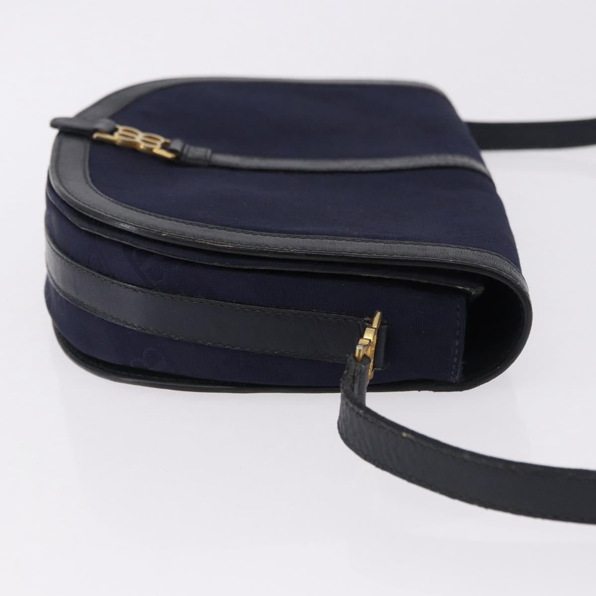 BALENCIAGA Shoulder Bag Leather Canvas 2 Set Black Navy Auth 190002