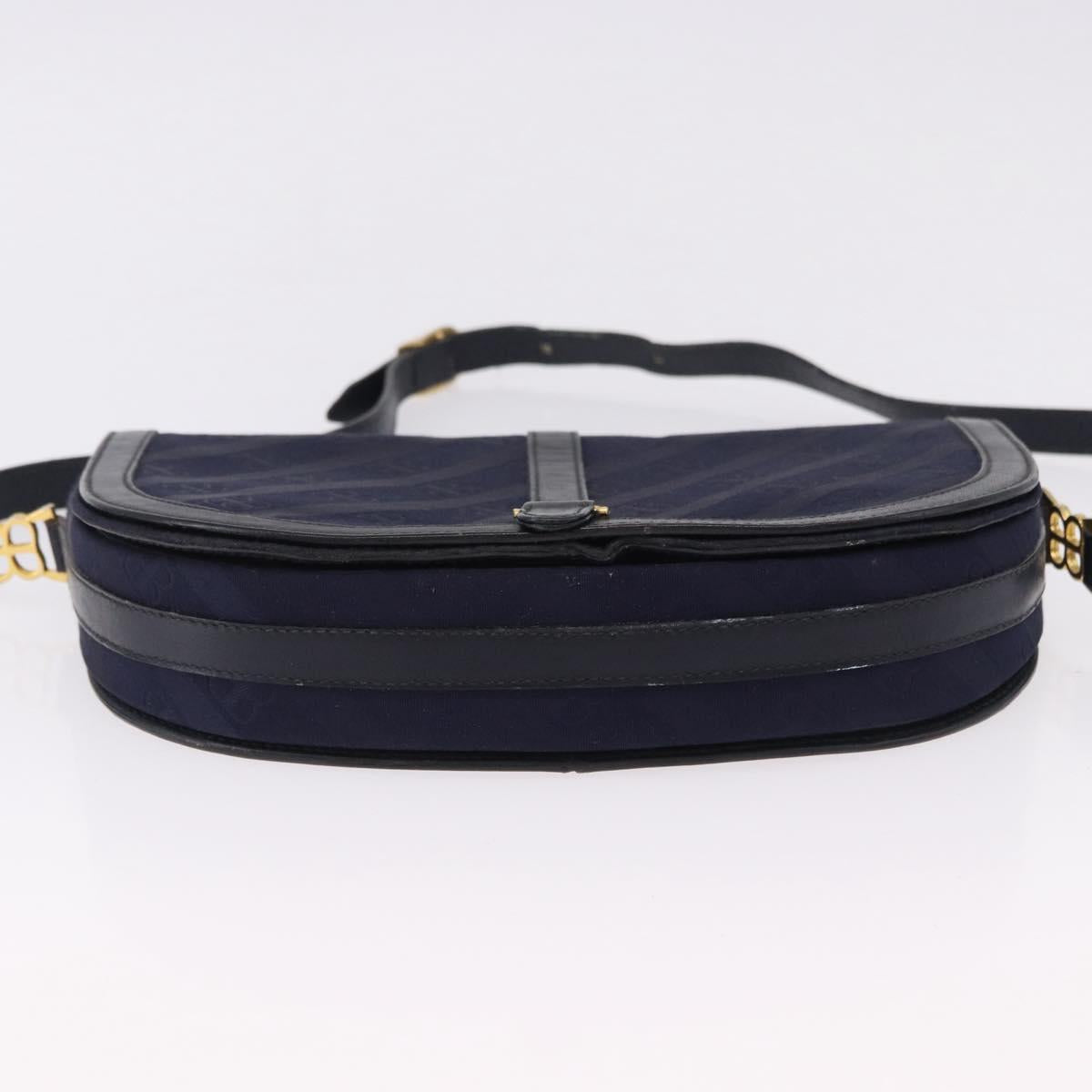 BALENCIAGA Shoulder Bag Leather Canvas 2 Set Black Navy Auth 190002