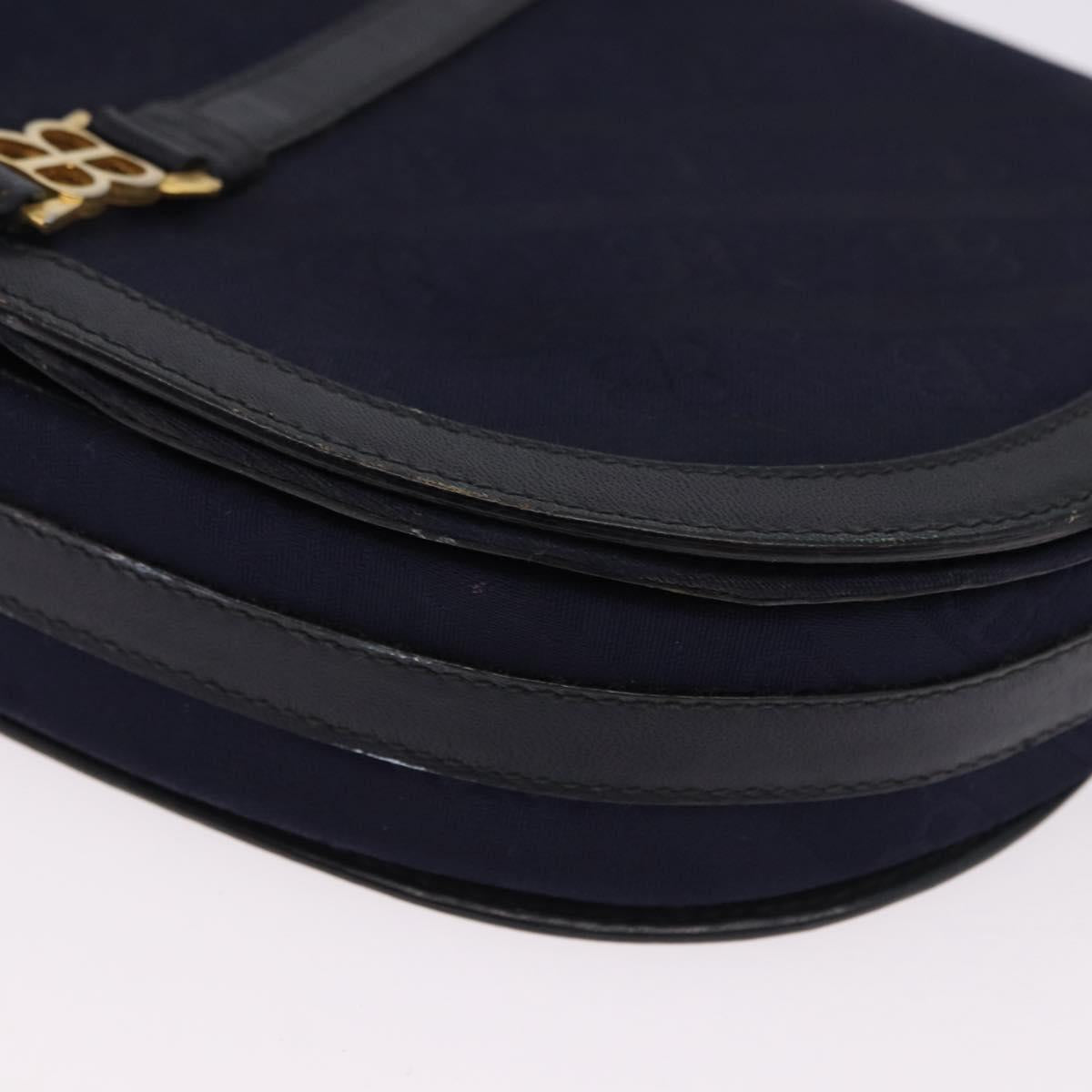 BALENCIAGA Shoulder Bag Leather Canvas 2 Set Black Navy Auth 190002