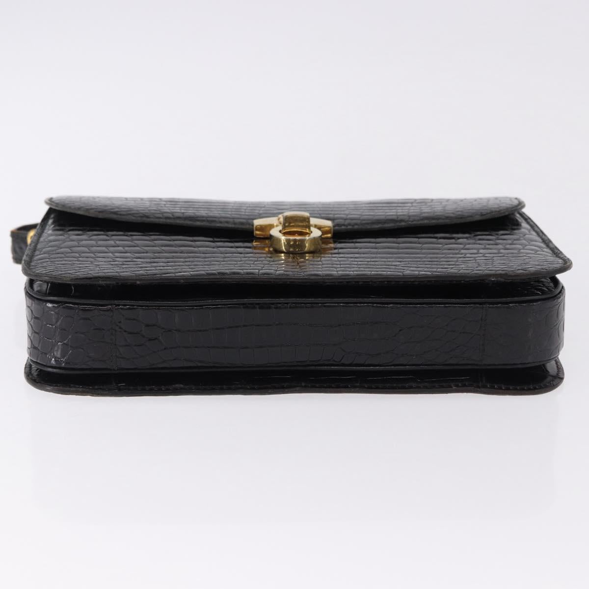 BALENCIAGA Shoulder Bag Leather Canvas 2 Set Black Navy Auth 190002