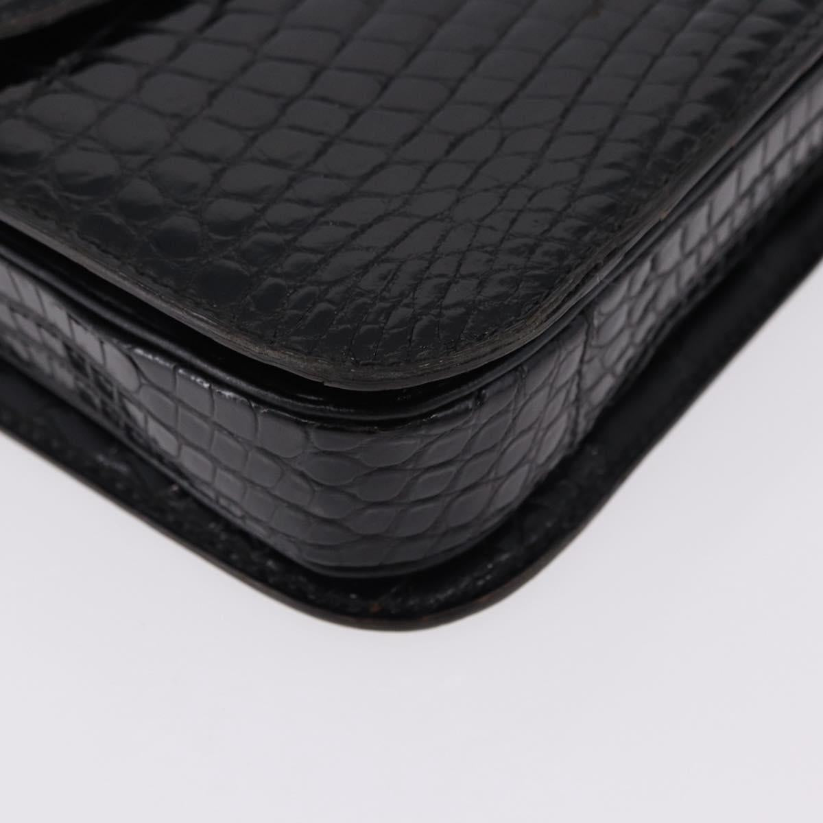 BALENCIAGA Shoulder Bag Leather Canvas 2 Set Black Navy Auth 190002