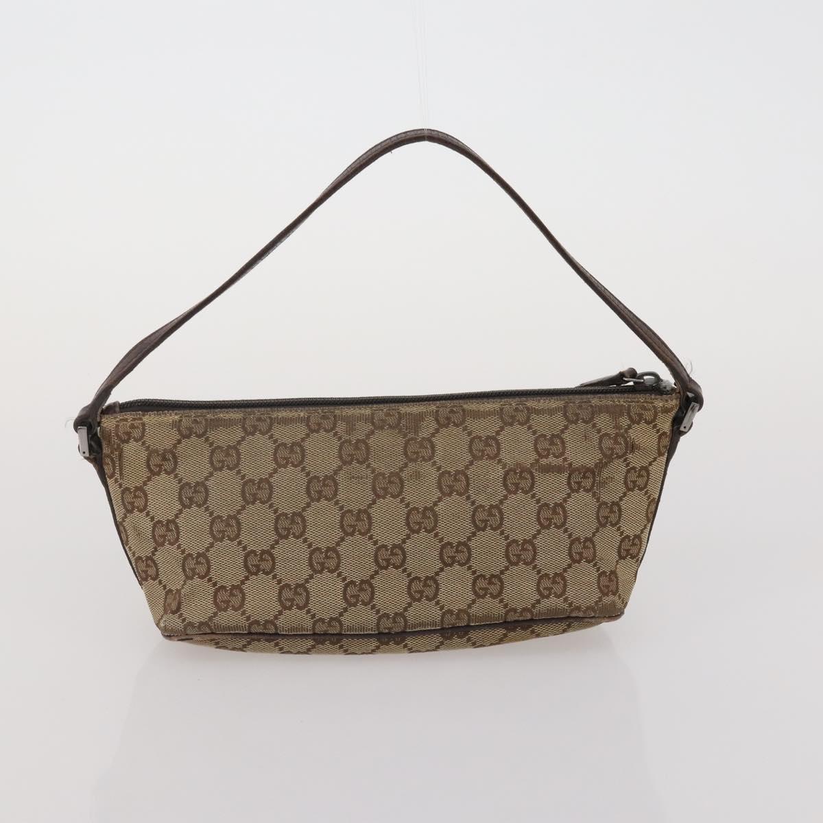 GUCCI GG Canvas Hand Bag PVC 3 Set Black Beige Silver Auth 190003