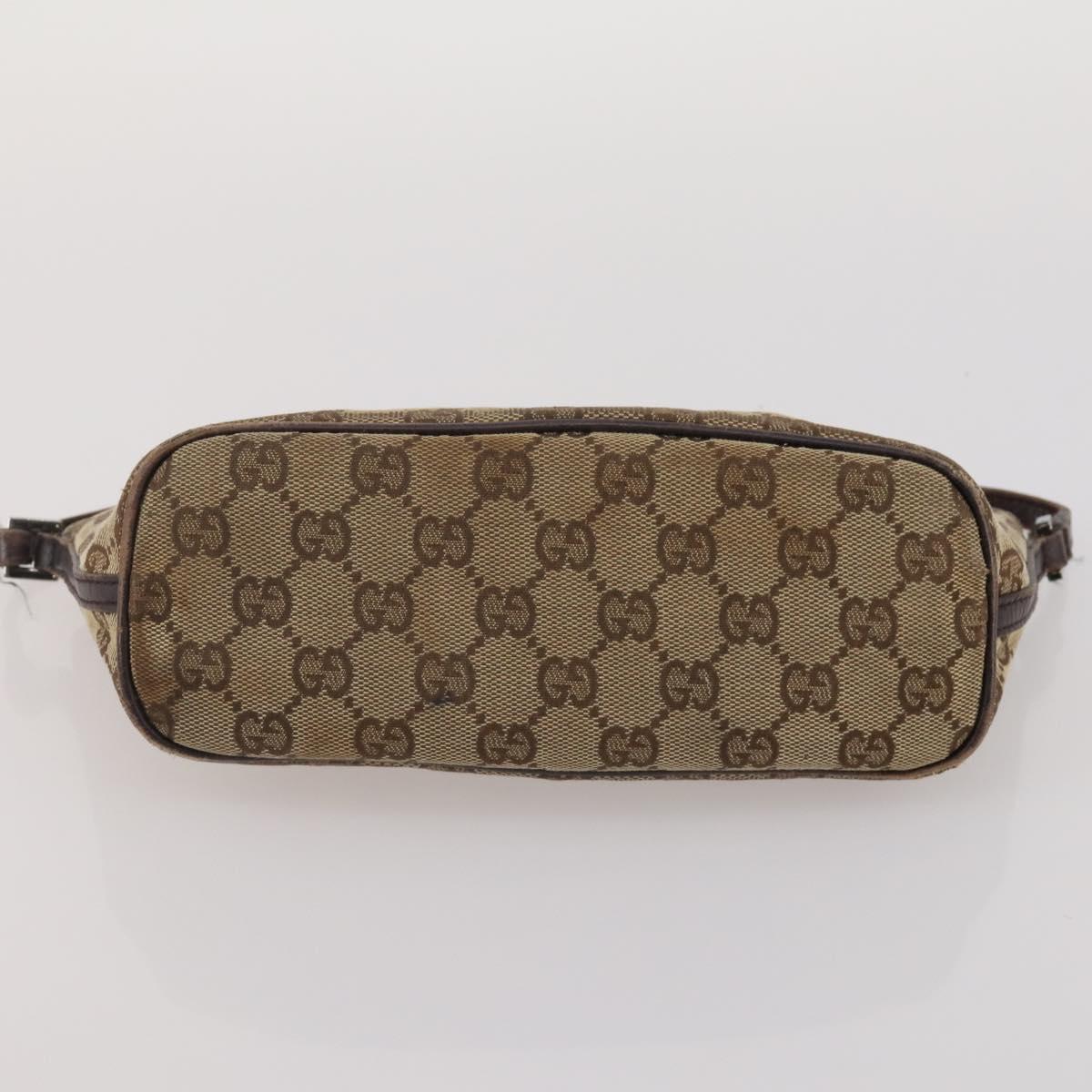 GUCCI GG Canvas Hand Bag PVC 3 Set Black Beige Silver Auth 190003