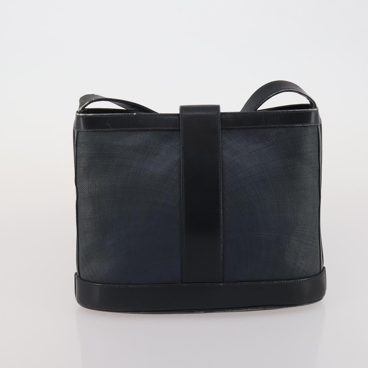 GUCCI GG Canvas Hand Bag PVC 3 Set Black Beige Silver Auth 190003