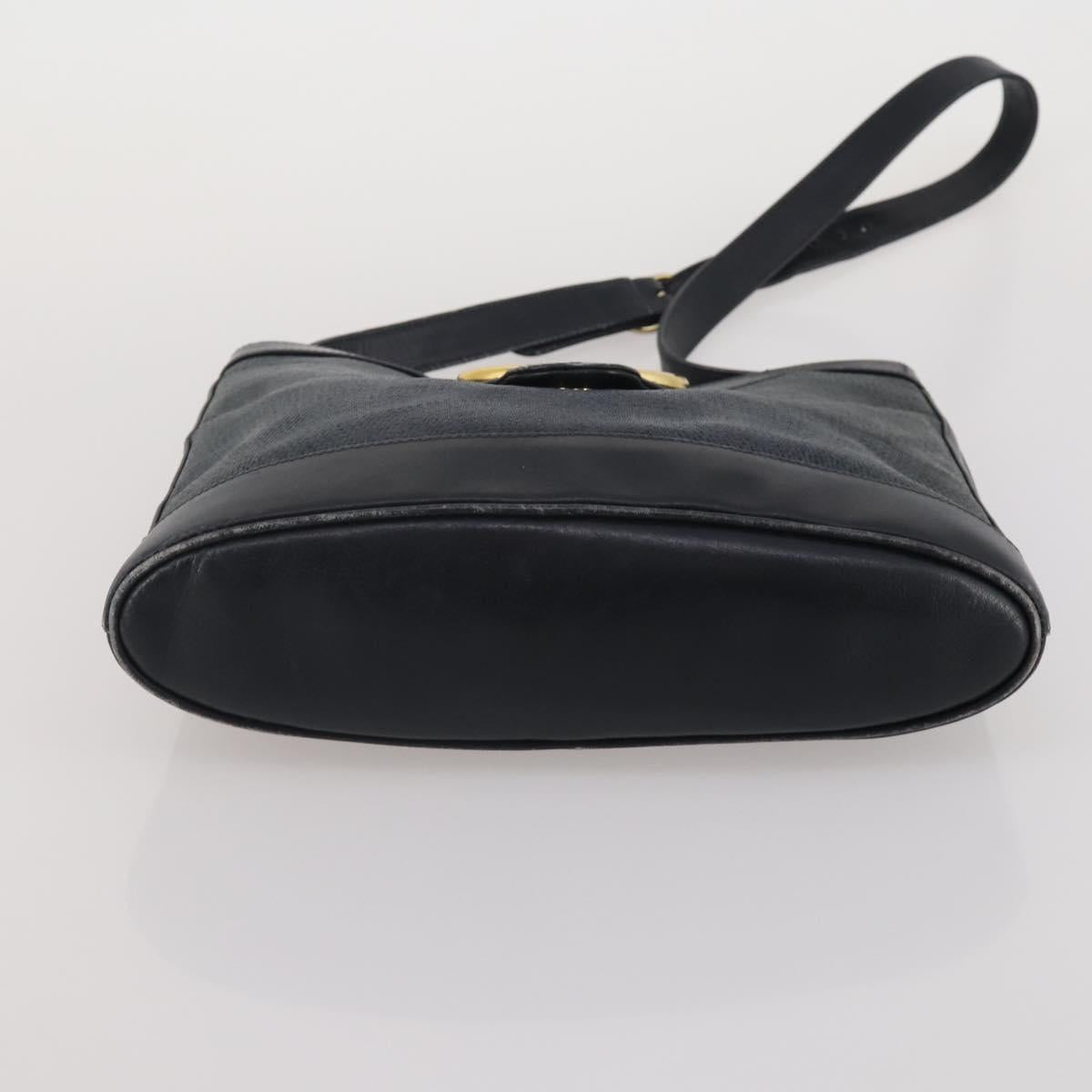 GUCCI GG Canvas Hand Bag PVC 3 Set Black Beige Silver Auth 190003