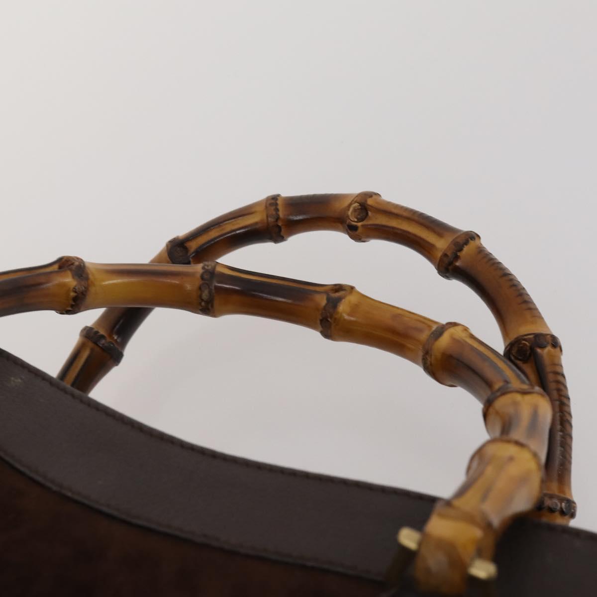 GUCCI Bamboo Hand Bag Suede 2way 2 Set Brown Auth 190005