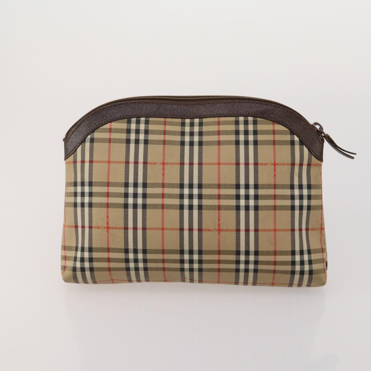 Burberrys Nova Check Clutch Bag Nylon Leather Canvas 6 Set Beige Auth 190007