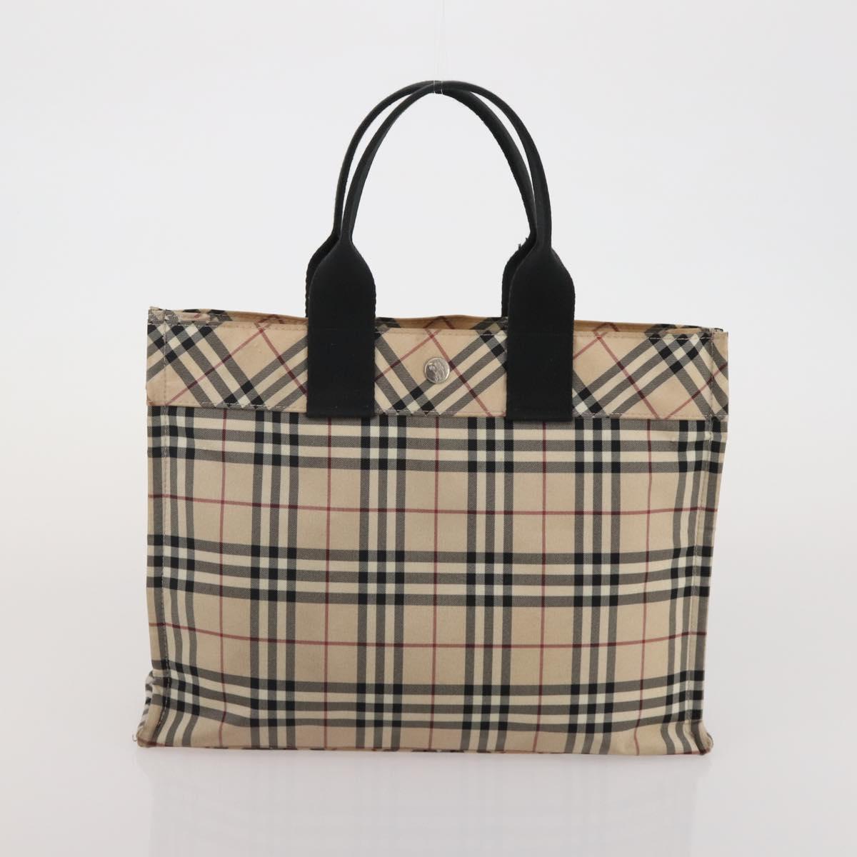 BURBERRY Nova Check Blue Label Hand Bag Canvas 4 Set Green Beige Auth 190010