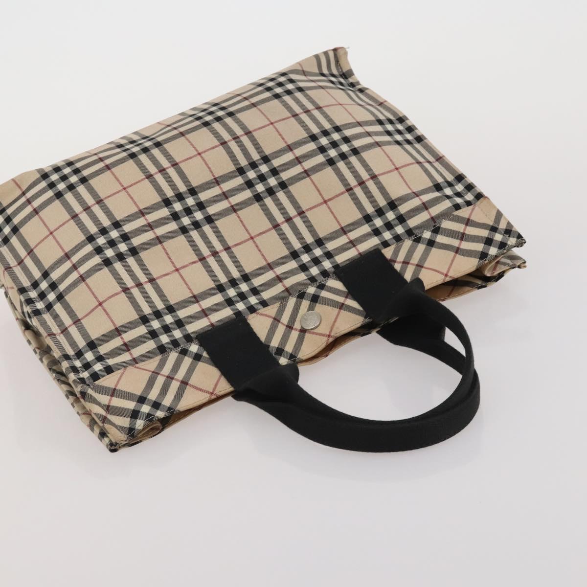 BURBERRY Nova Check Blue Label Hand Bag Canvas 4 Set Green Beige Auth 190010