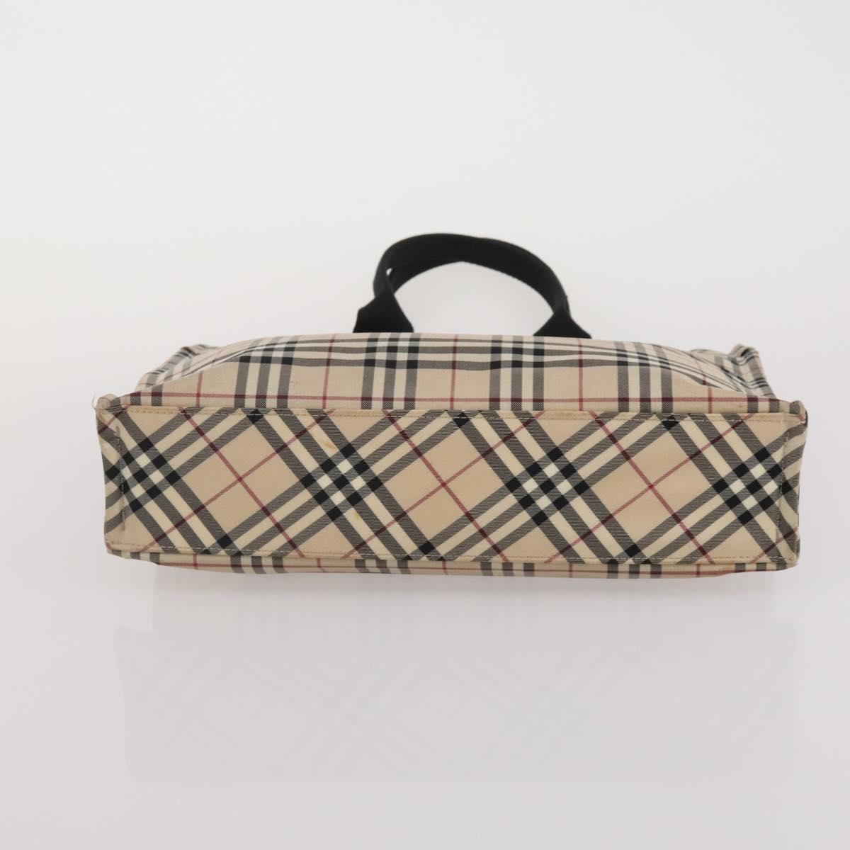 BURBERRY Nova Check Blue Label Hand Bag Canvas 4 Set Green Beige Auth 190010