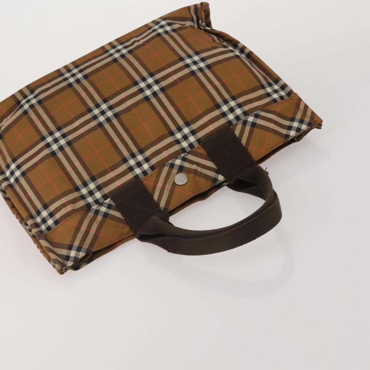 BURBERRY Nova Check Blue Label Hand Bag Canvas 4 Set Green Beige Auth 190010