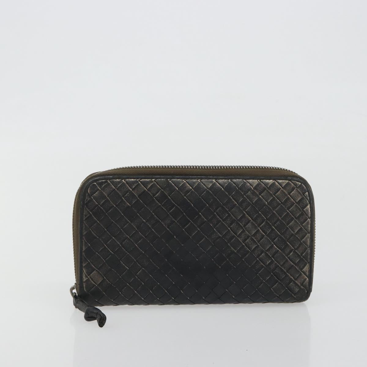 BOTTEGA VENETA INTRECCIATO Wallet Leather 4 Set Navy Brown beige Auth 190015