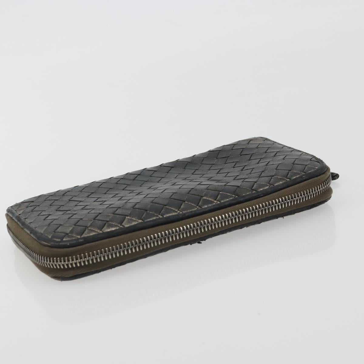 BOTTEGA VENETA INTRECCIATO Wallet Leather 4 Set Navy Brown beige Auth 190015