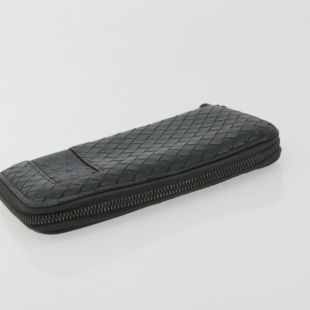 BOTTEGA VENETA INTRECCIATO Wallet Leather 4 Set Navy Brown beige Auth 190015