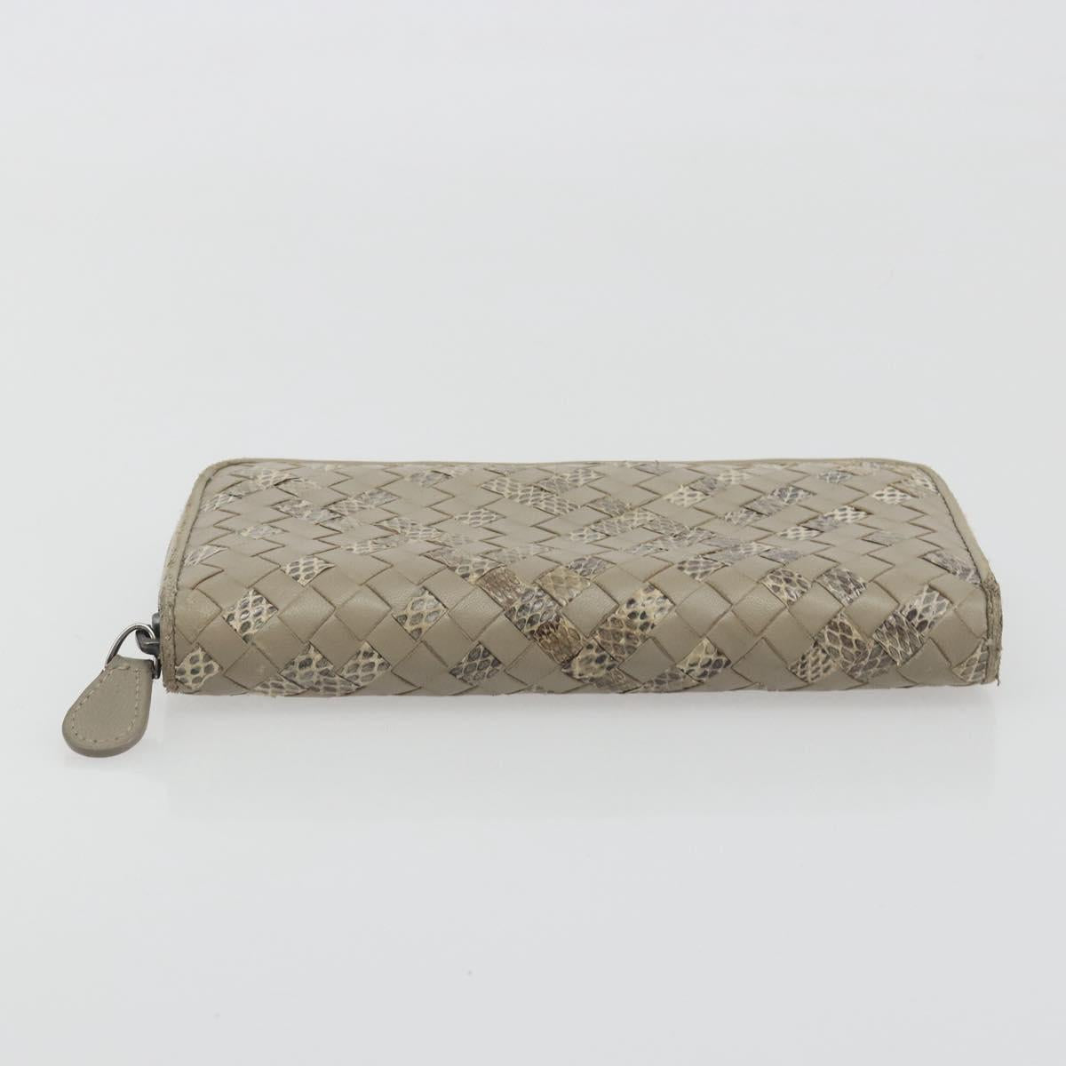 BOTTEGA VENETA INTRECCIATO Wallet Leather 4 Set Navy Brown beige Auth 190015
