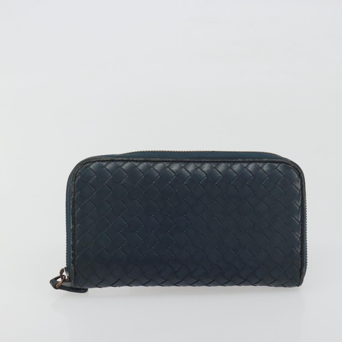 BOTTEGA VENETA INTRECCIATO Wallet Leather 4 Set Navy Brown beige Auth 190015