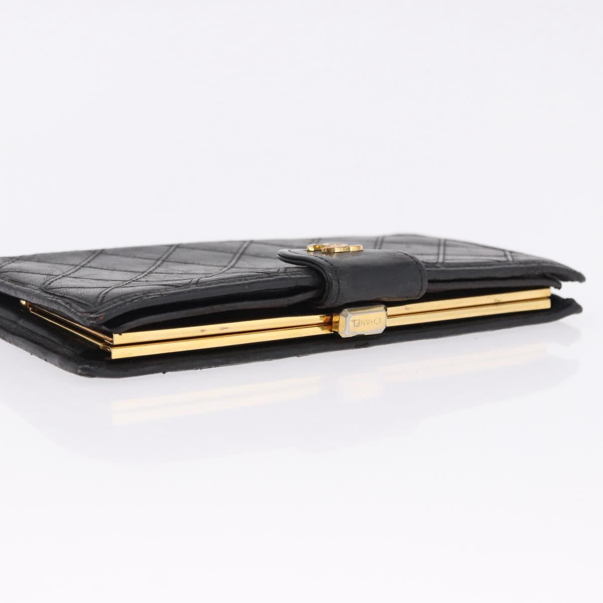 CHANEL Wallet Leather 3 Set Black CC Auth 190017