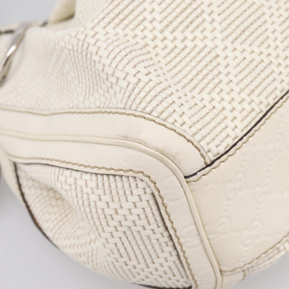 GUCCI GuccissimaGG Sukey Hand Bag Canvas Leather White 211944 Auth 190018