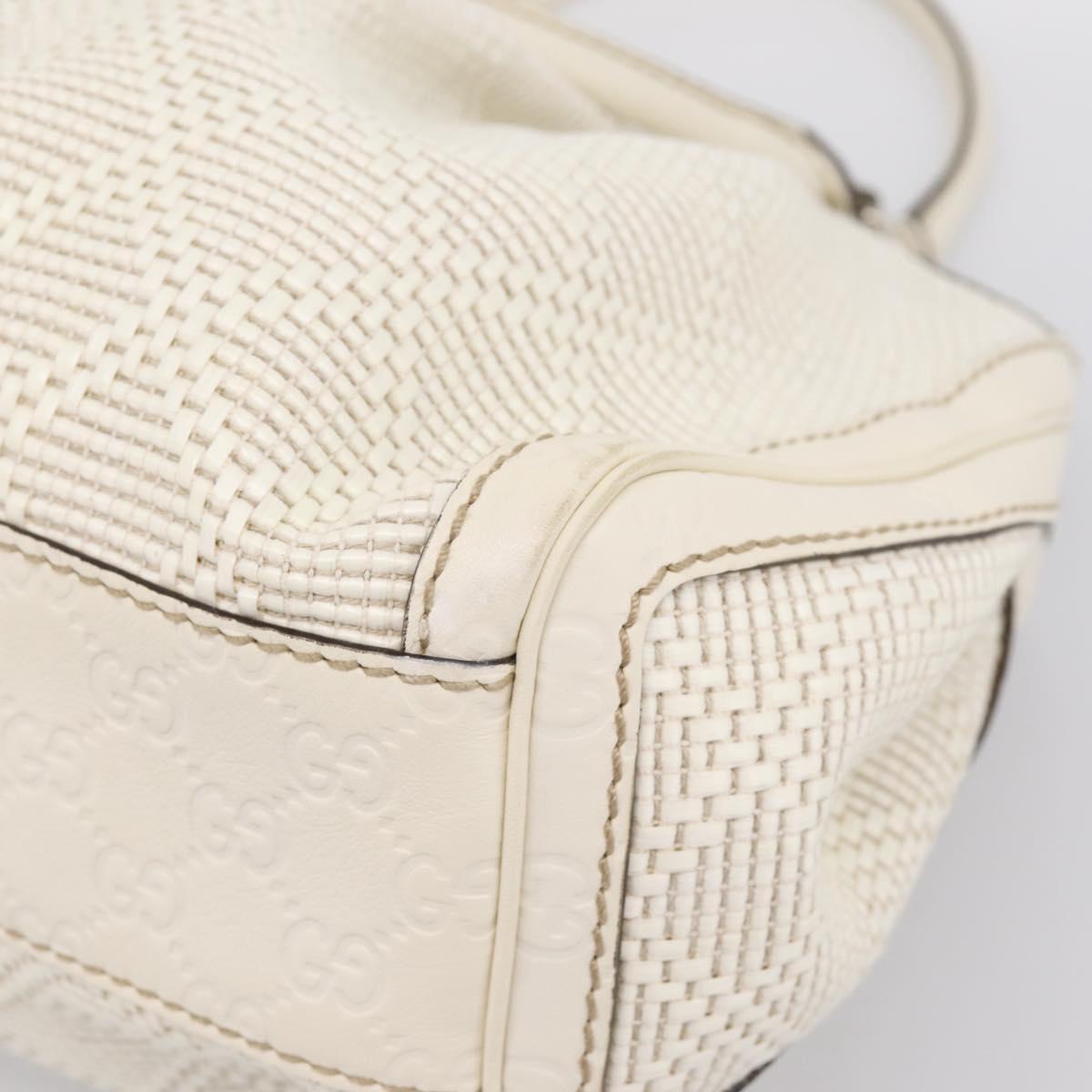 GUCCI GuccissimaGG Sukey Hand Bag Canvas Leather White 211944 Auth 190018