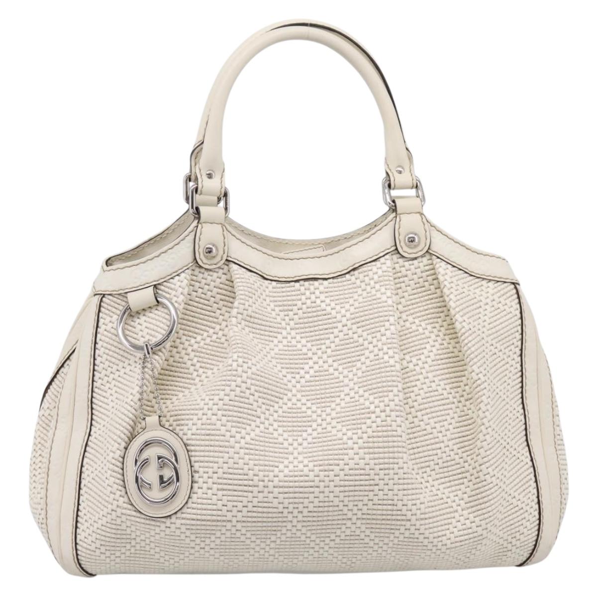 GUCCI GuccissimaGG Sukey Hand Bag Canvas Leather White 211944 Auth 190018