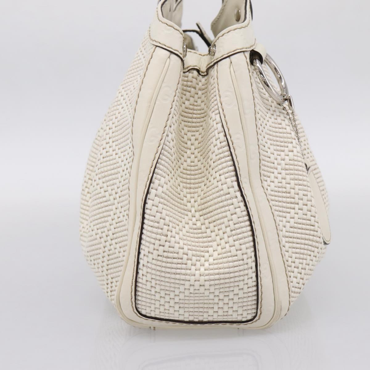 GUCCI GuccissimaGG Sukey Hand Bag Canvas Leather White 211944 Auth 190018