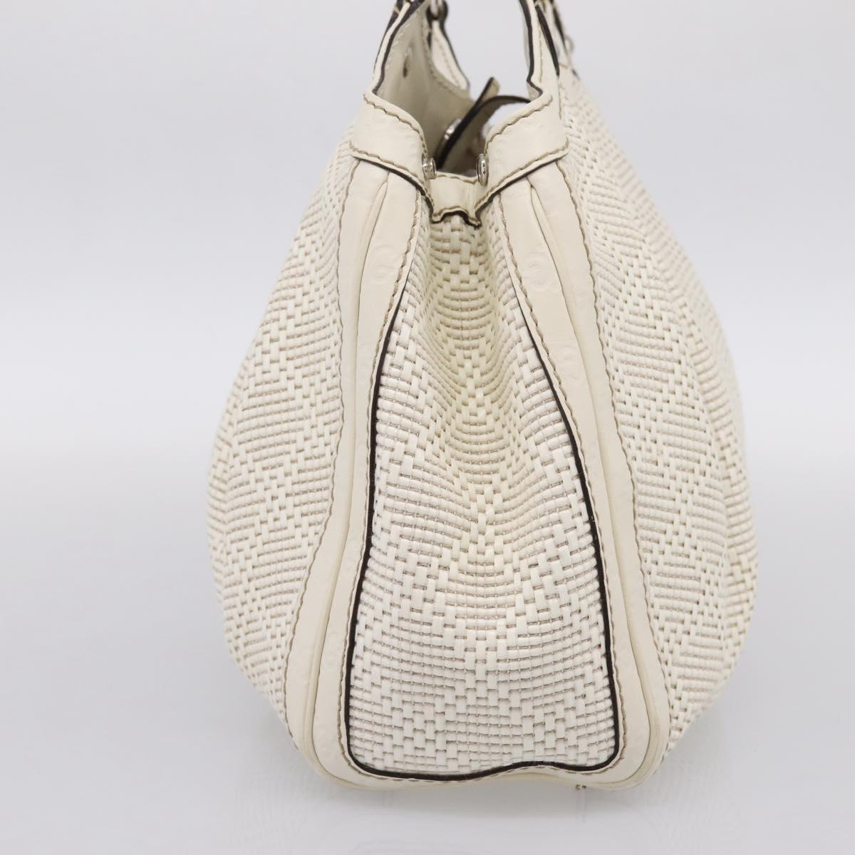 GUCCI GuccissimaGG Sukey Hand Bag Canvas Leather White 211944 Auth 190018