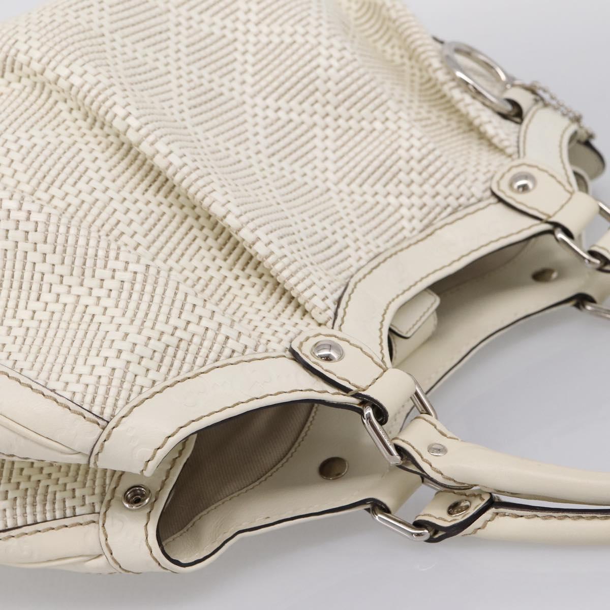 GUCCI GuccissimaGG Sukey Hand Bag Canvas Leather White 211944 Auth 190018