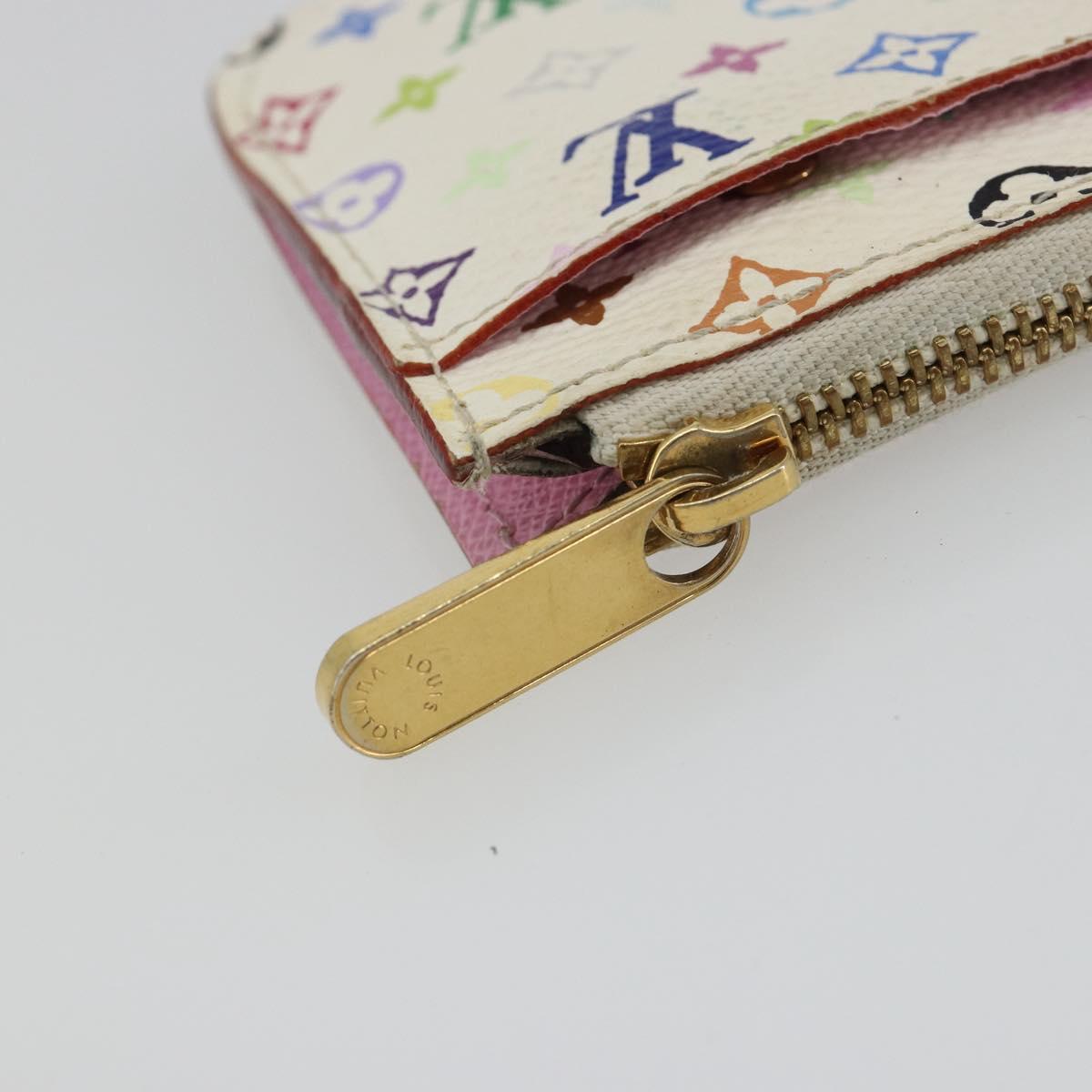 LOUIS VUITTON Multicolor Pochette Cles NM Purse White M93734 LV Auth 190030