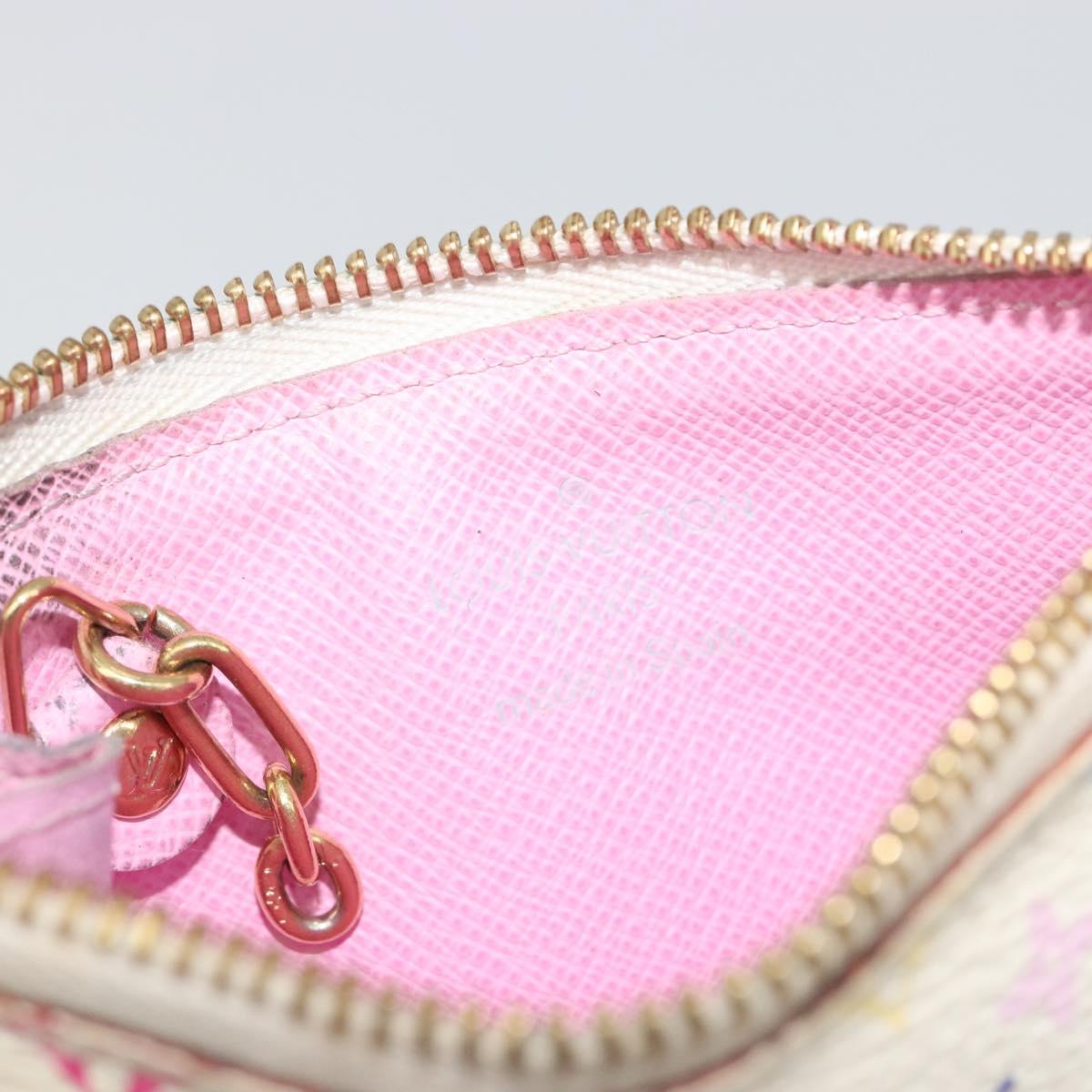 LOUIS VUITTON Multicolor Pochette Cles NM Purse White M93734 LV Auth 190030