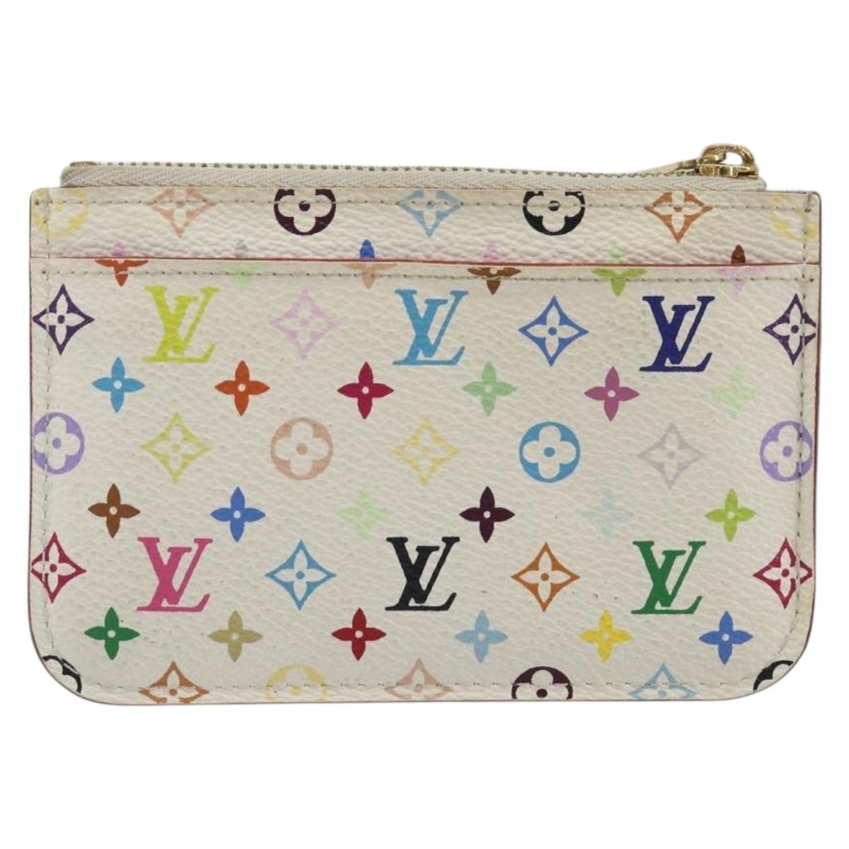 LOUIS VUITTON Multicolor Pochette Cles NM Purse White M93734 LV Auth 190030