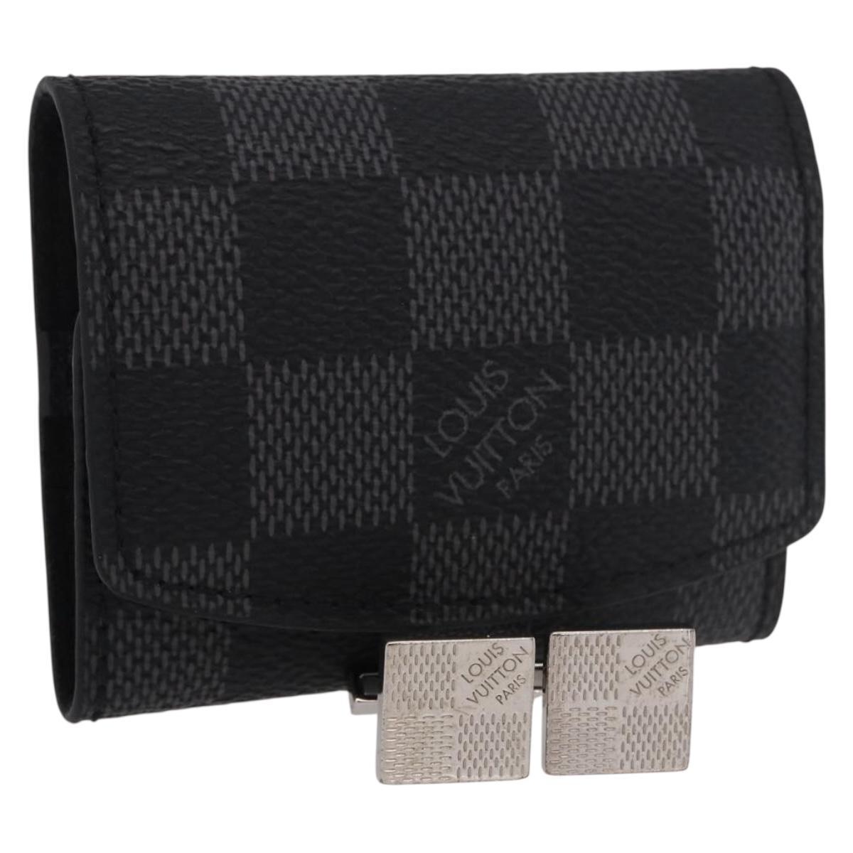 LOUIS VUITTON Damier Graphite Buton de Manchette Cuffs LV Auth 190032