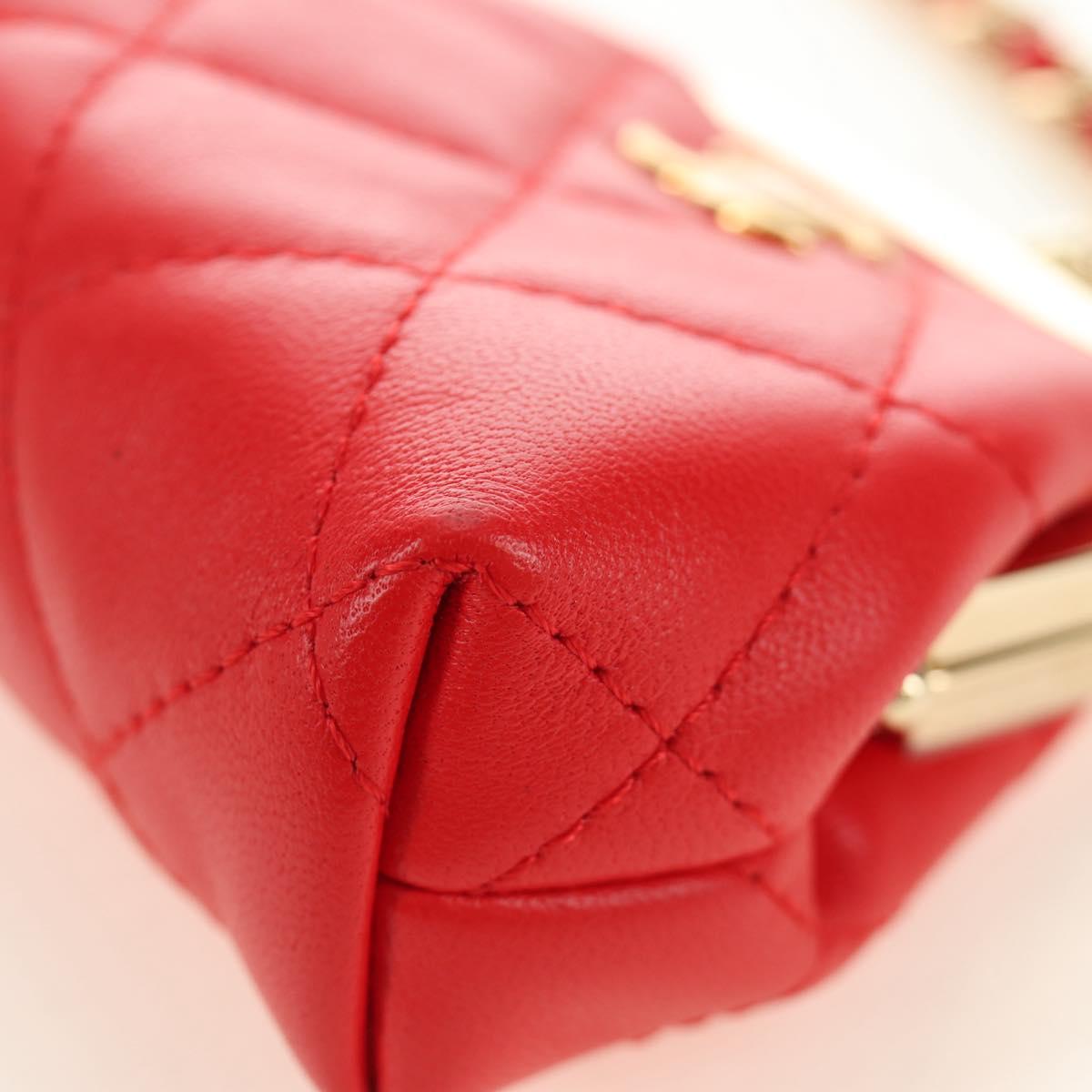 CHANEL Matelasse Chain Bag Lamb Skin Sample Product Red Gold CC Auth 190040SM