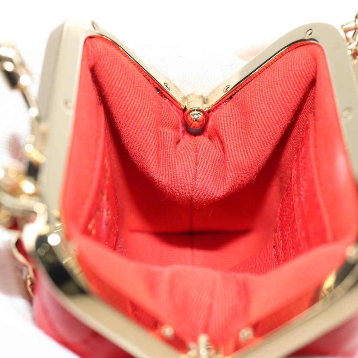 CHANEL Matelasse Chain Bag Lamb Skin Sample Product Red Gold CC Auth 190040SM