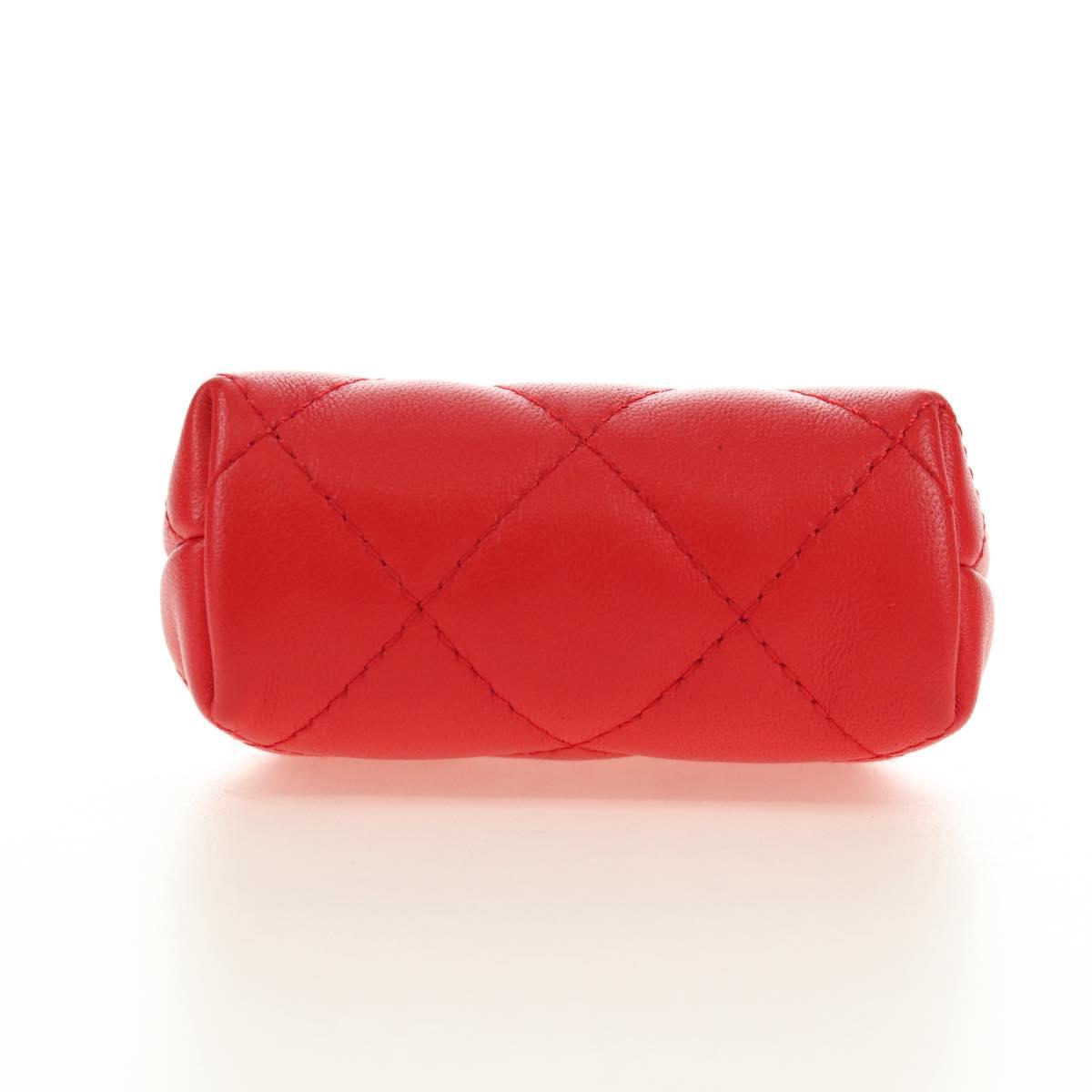 CHANEL Matelasse Chain Bag Lamb Skin Sample Product Red Gold CC Auth 190040SM