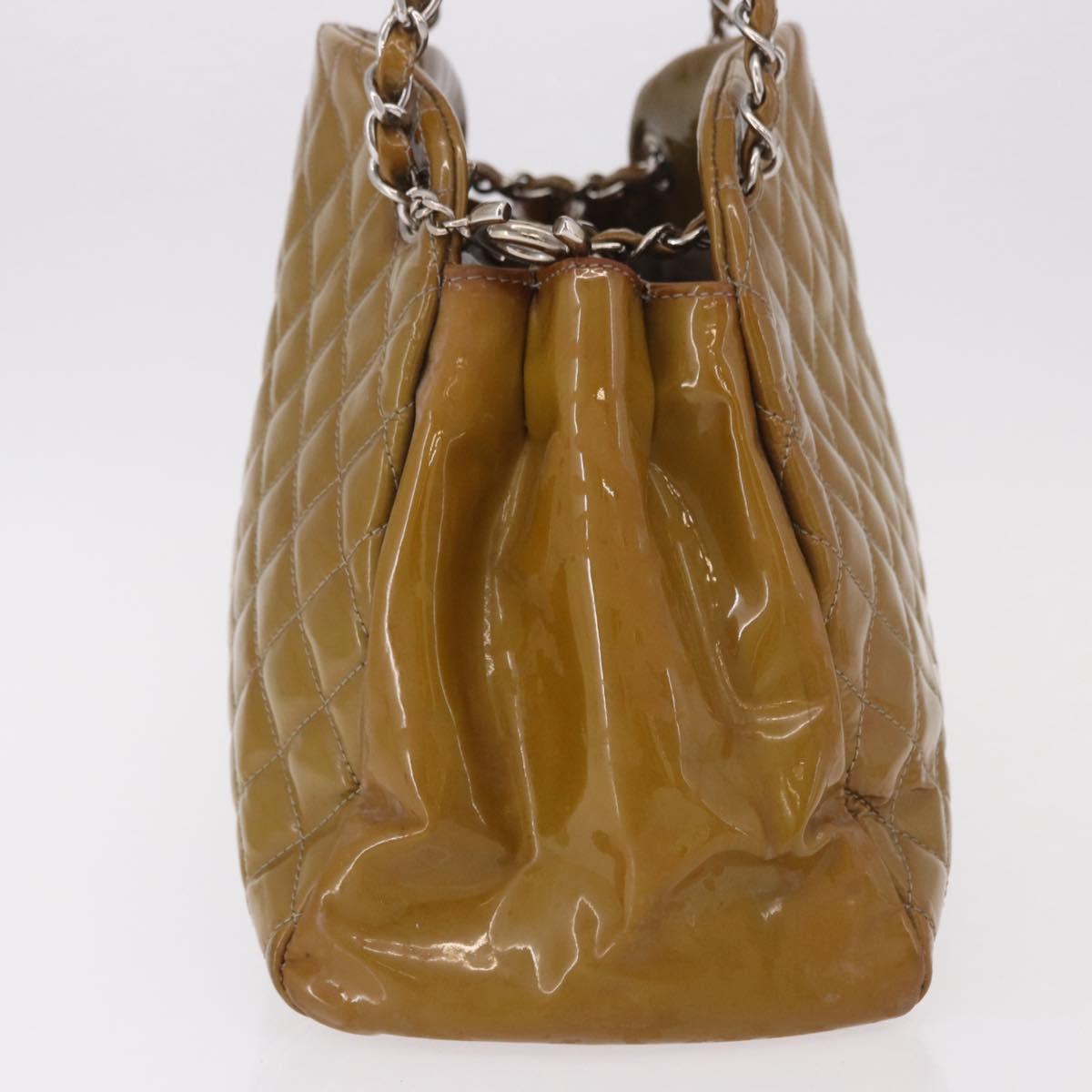 CHANEL Matelasse Chain Shoulder Bag Patent leather Black Gold CC Auth 190042