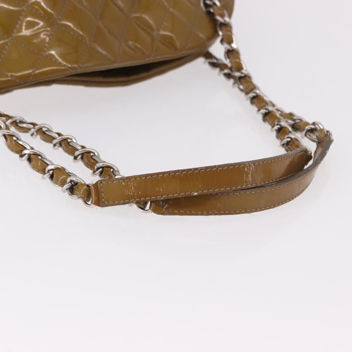 CHANEL Matelasse Chain Shoulder Bag Patent leather Black Gold CC Auth 190042