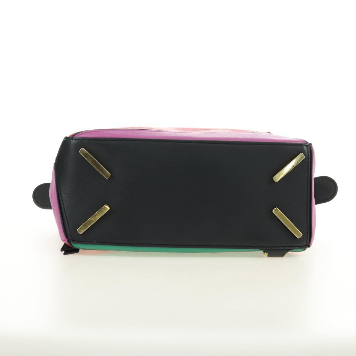 LOEWE Anagram Puzzle Bag Small Bag Leather 2way Multicolor Gold Auth 190046M