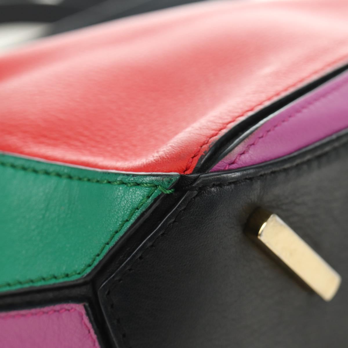 LOEWE Anagram Puzzle Bag Small Bag Leather 2way Multicolor Gold Auth 190046M