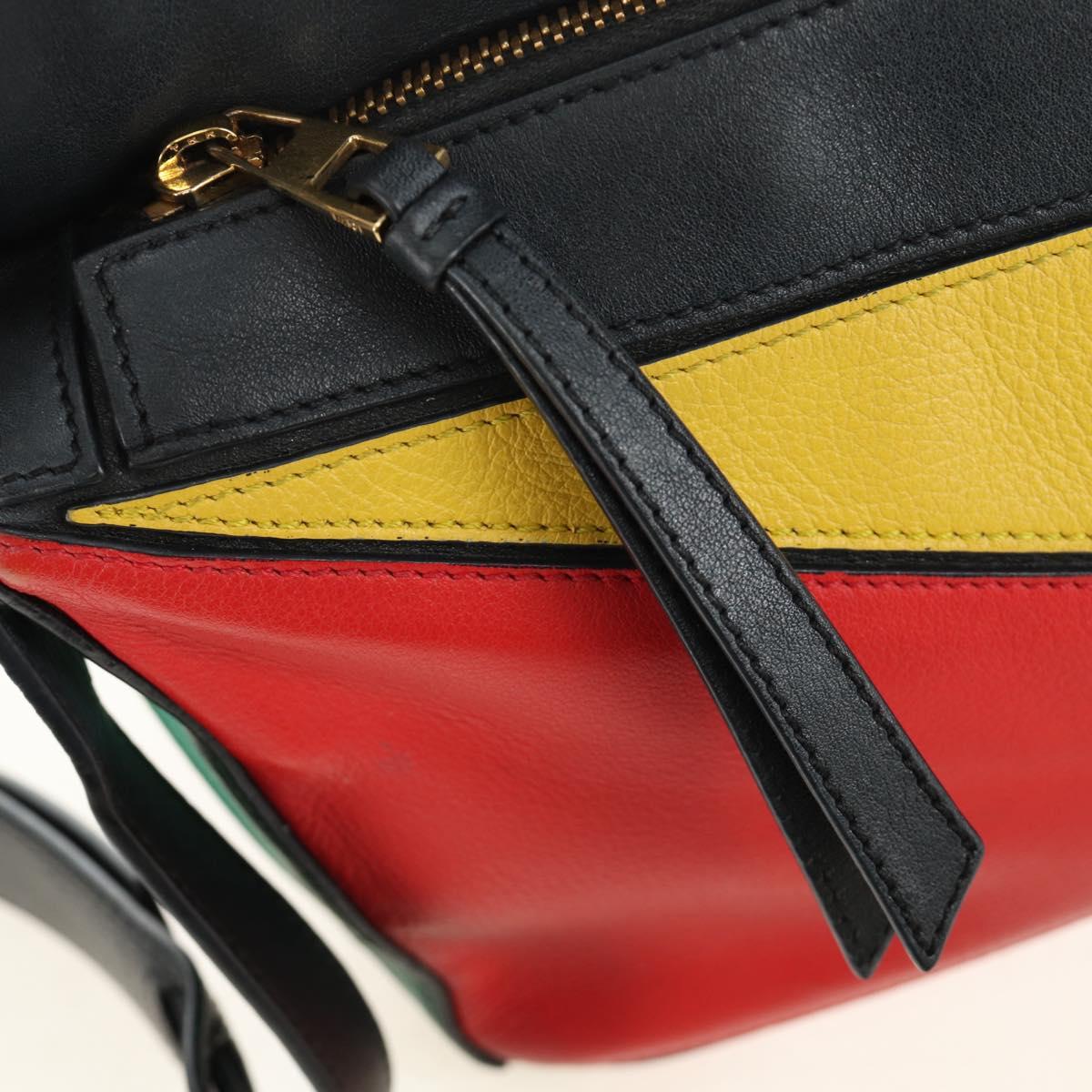 LOEWE Anagram Puzzle Bag Small Bag Leather 2way Multicolor Gold Auth 190046M