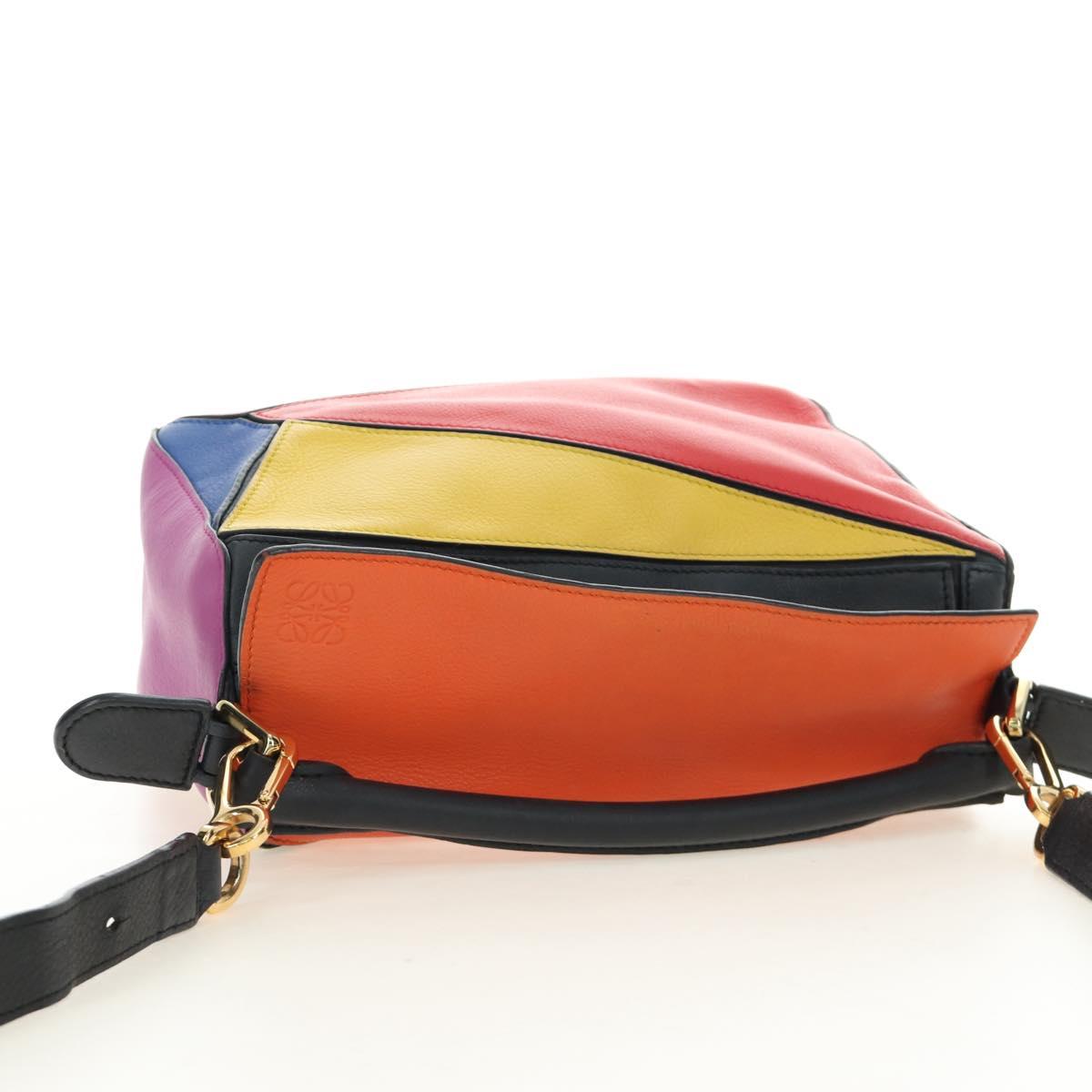 LOEWE Anagram Puzzle Bag Small Bag Leather 2way Multicolor Gold Auth 190046M