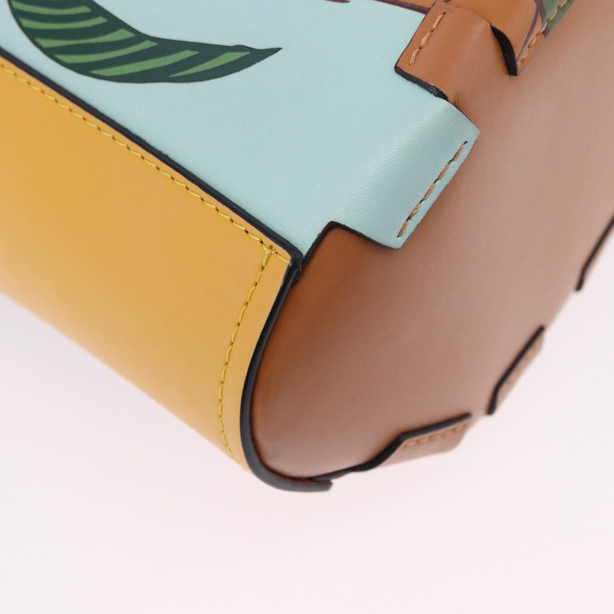 LOEWE Hand Bag Leather 2way KEN PRICE Yellow Silver Auth 190054SM