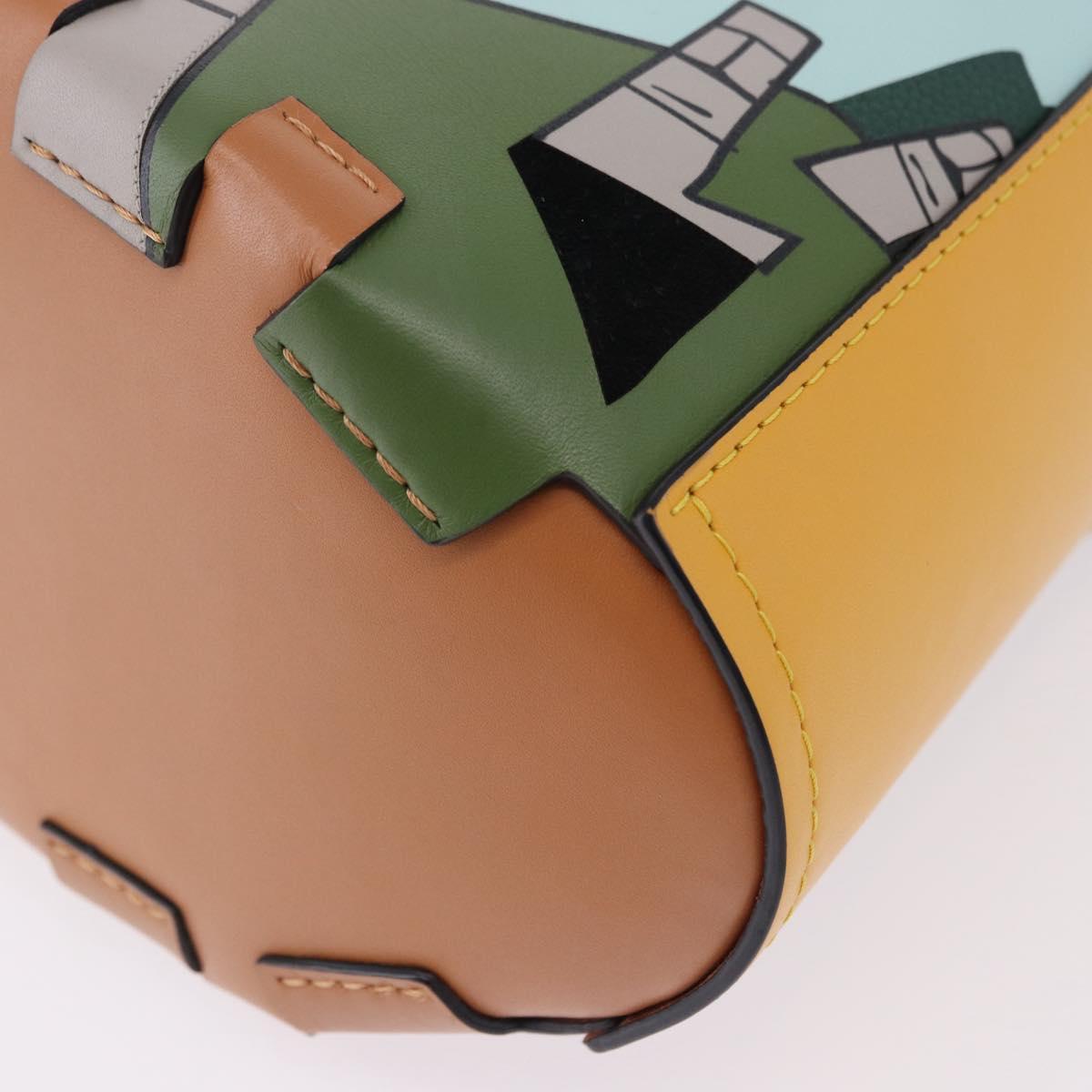 LOEWE Hand Bag Leather 2way KEN PRICE Yellow Silver Auth 190054SM