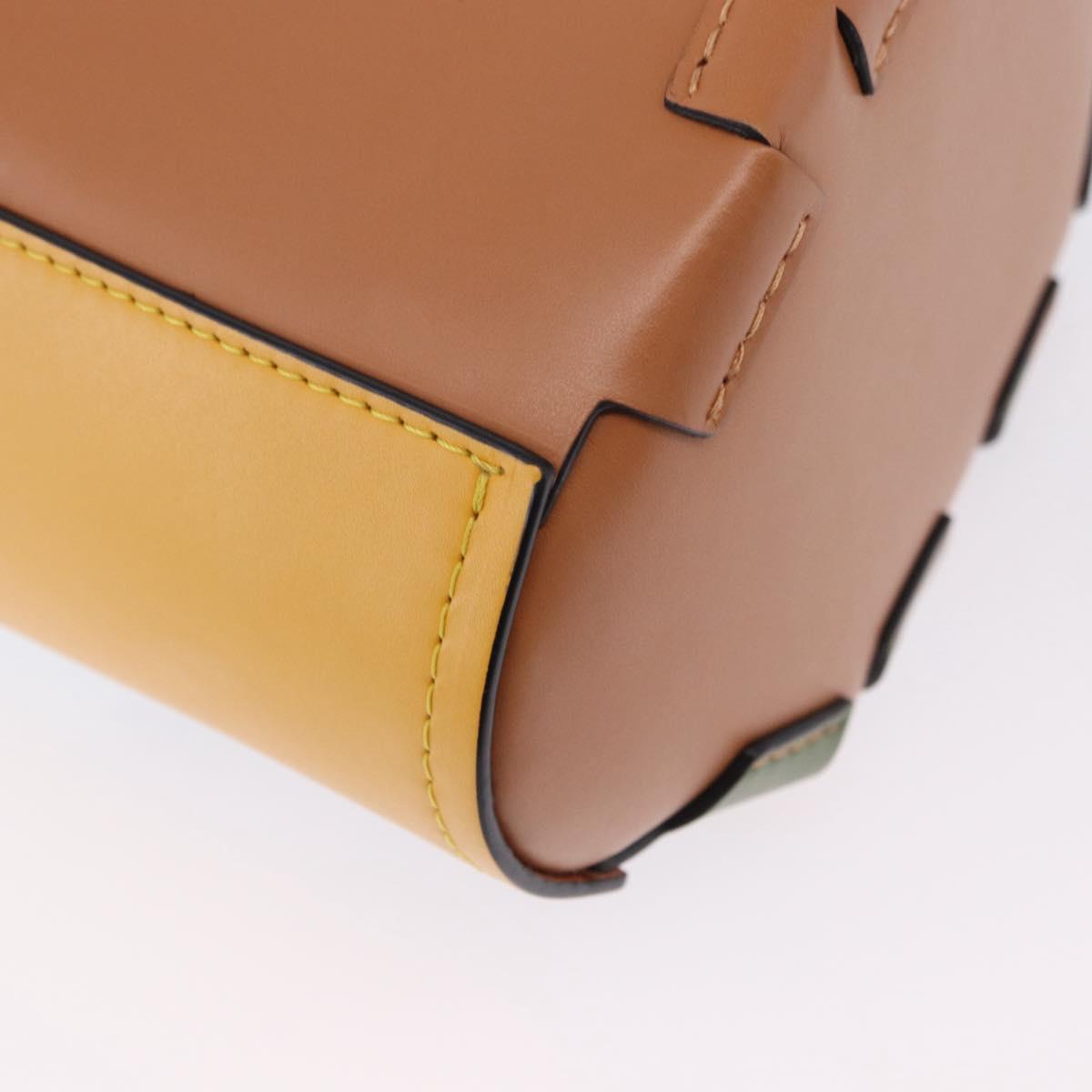 LOEWE Hand Bag Leather 2way KEN PRICE Yellow Silver Auth 190054SM