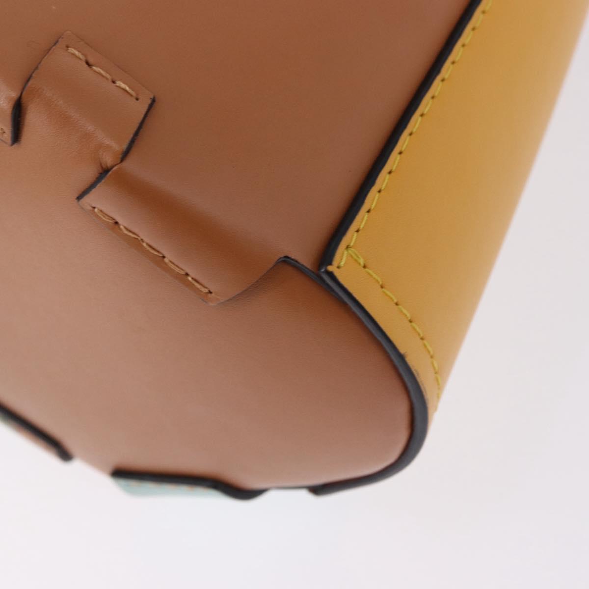 LOEWE Hand Bag Leather 2way KEN PRICE Yellow Silver Auth 190054SM