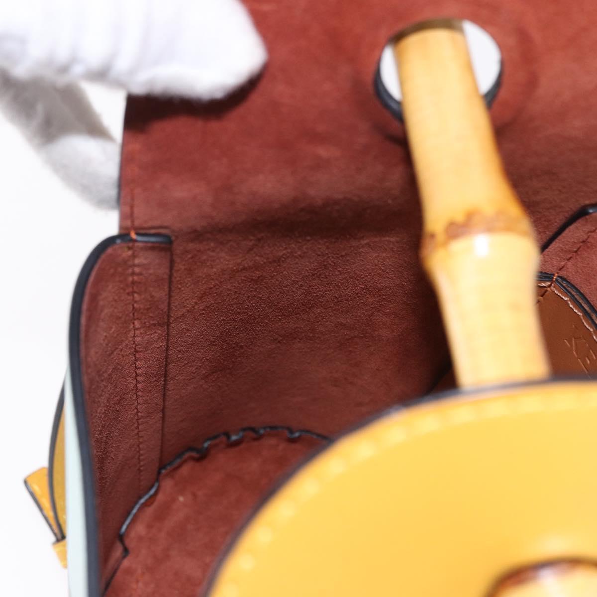 LOEWE Hand Bag Leather 2way KEN PRICE Yellow Silver Auth 190054SM