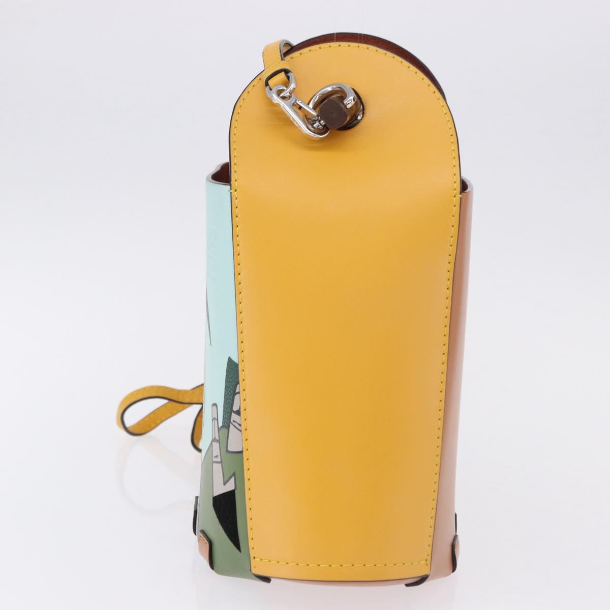 LOEWE Hand Bag Leather 2way KEN PRICE Yellow Silver Auth 190054SM