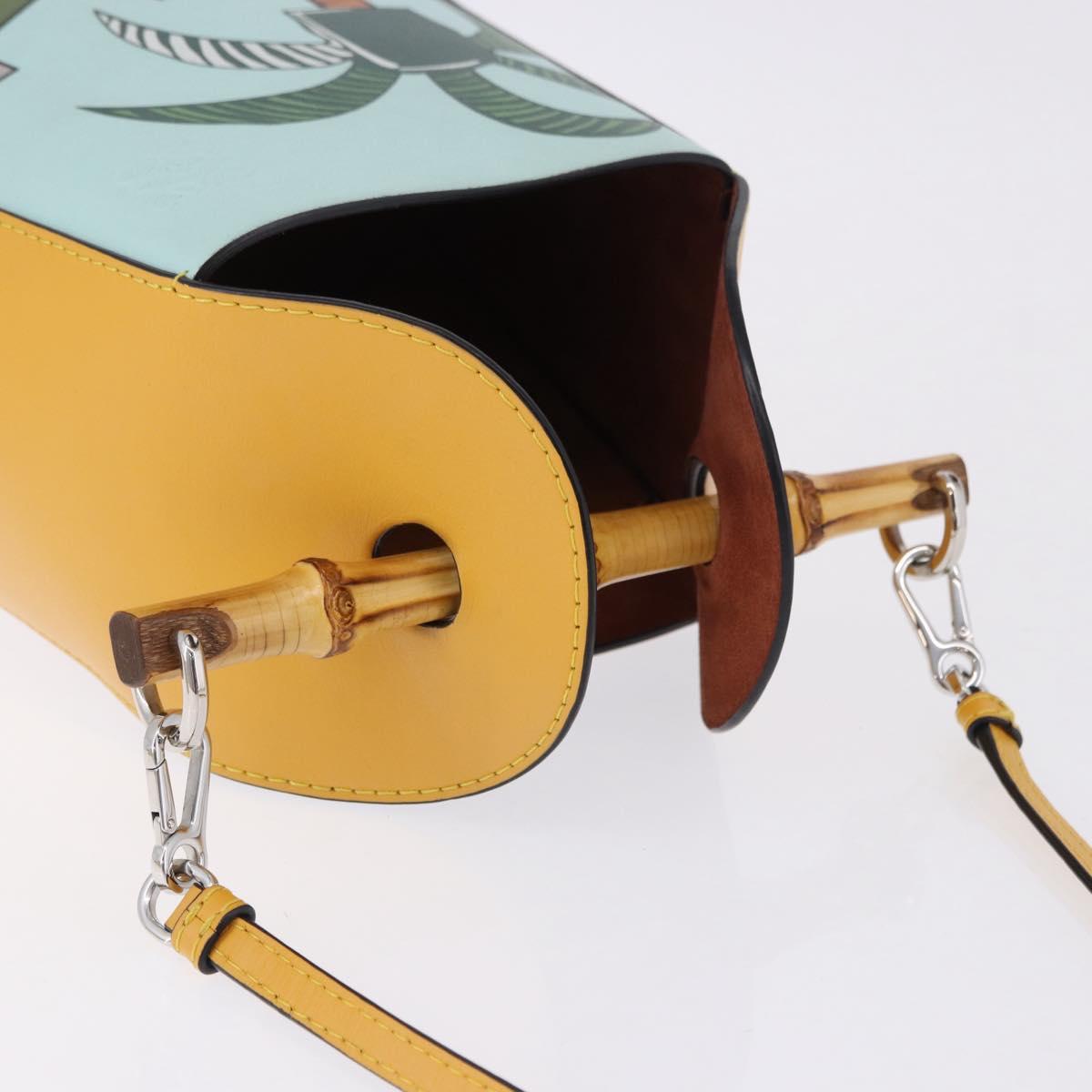 LOEWE Hand Bag Leather 2way KEN PRICE Yellow Silver Auth 190054SM